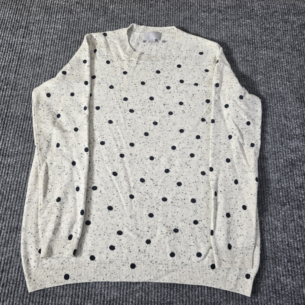 PURE Collection 100% Cashmere womens UK 14 US 8/10 Gray polka dot‎ sweater